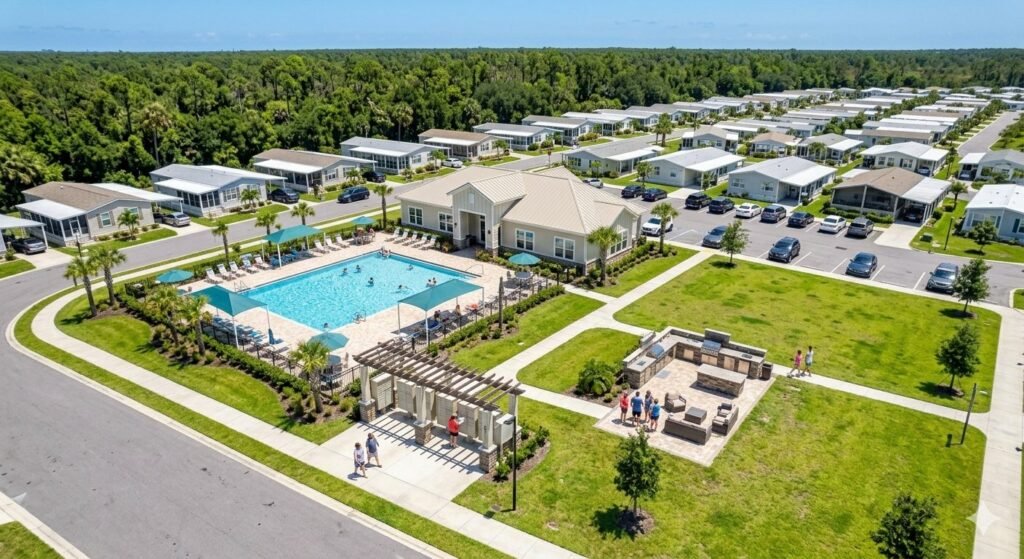 Manufactured housing community pool and amenity area, Central Florida